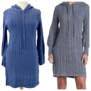 Eliza J Cable Knit‎ Hooded Sweater Dress Womens XL Fisherman Winter Minimalist